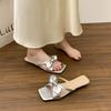 Fashion 2025 New Summer Women Beach Vacation Slippers Fashion Open Toe Low Heel Slide Ladies Casual Butterfly-knot Dress Shoes