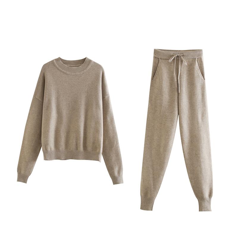 

Зимний вязаный комплект из двух предметов, женские спортивные костюмы, брюки-карандаш с высокой талией, наряды для женщин