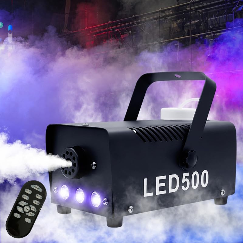 Sharelife Mini 500W blaue LED Nebelmaschine Tragbare kabellose Infrarot-Fernbedienung zur Nebelproduktion LED500 Rot, Grün,