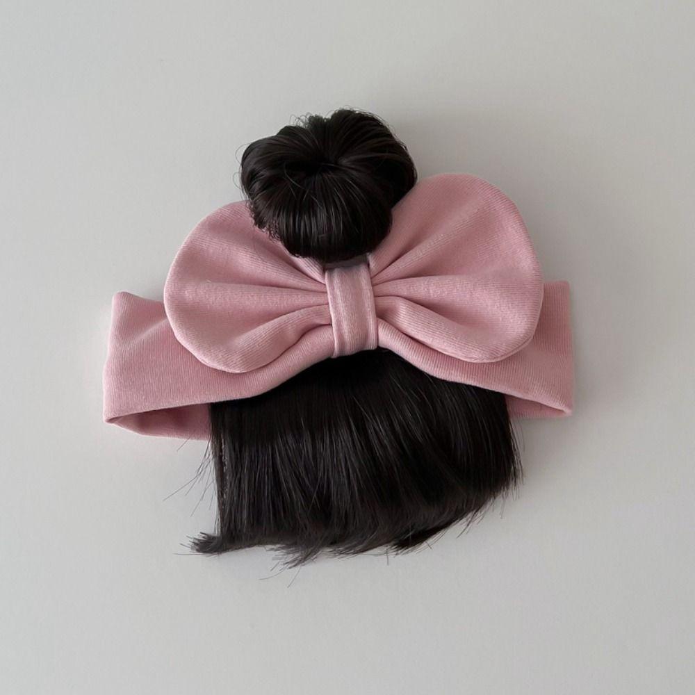 

Bowknot Newborn Wig Headband Cotton Bangs Chignons Headband Baby Hair Bands Wig Toddler розовый