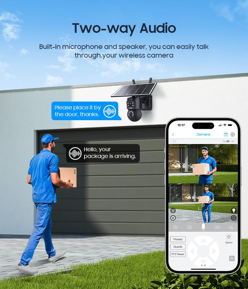 4G Solar-Powered 6MP HD Dual Lens Smart Camera with Full Color Monitoring & Remote Access