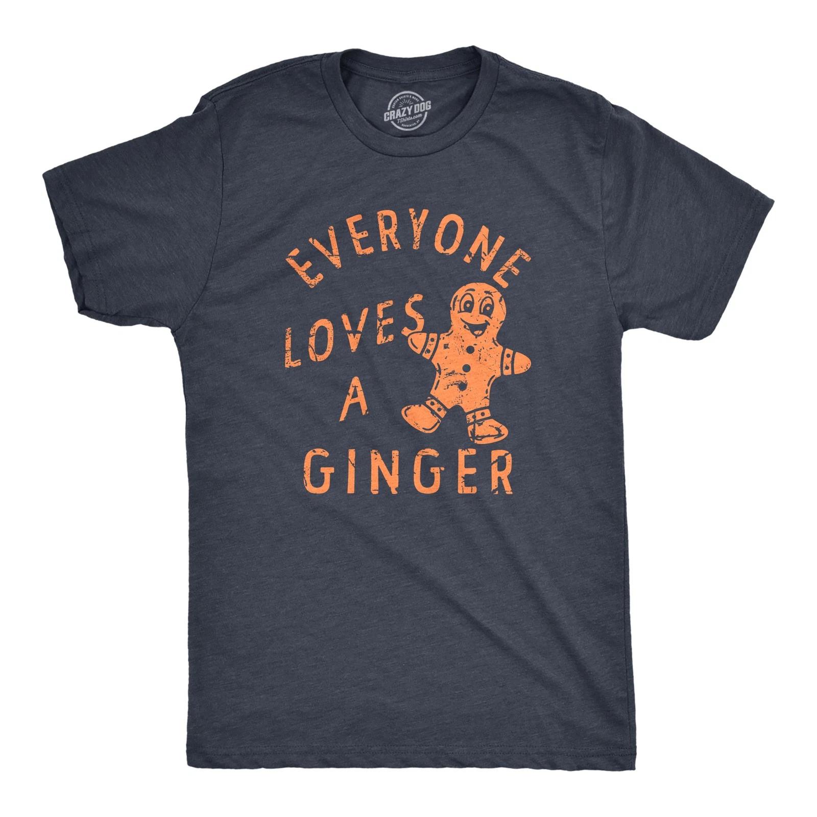 Mens Everyone Loves A Ginger T Shirt Funny Xmas Gingerbread Man Joke Tee for L