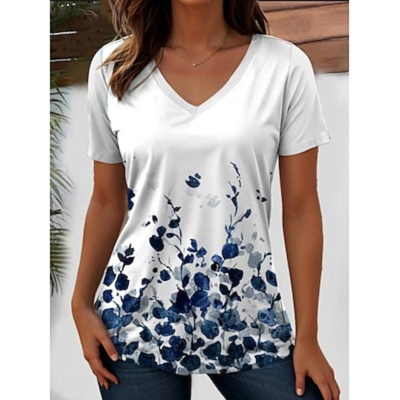 

Женская футболка с графическим геометрическим узором пейсли в стиле бохо, винтажная, с коротким рукавом, с V-образным вырезом, обычные топы, повседневная одежда для выхода в свет, лето 2XL