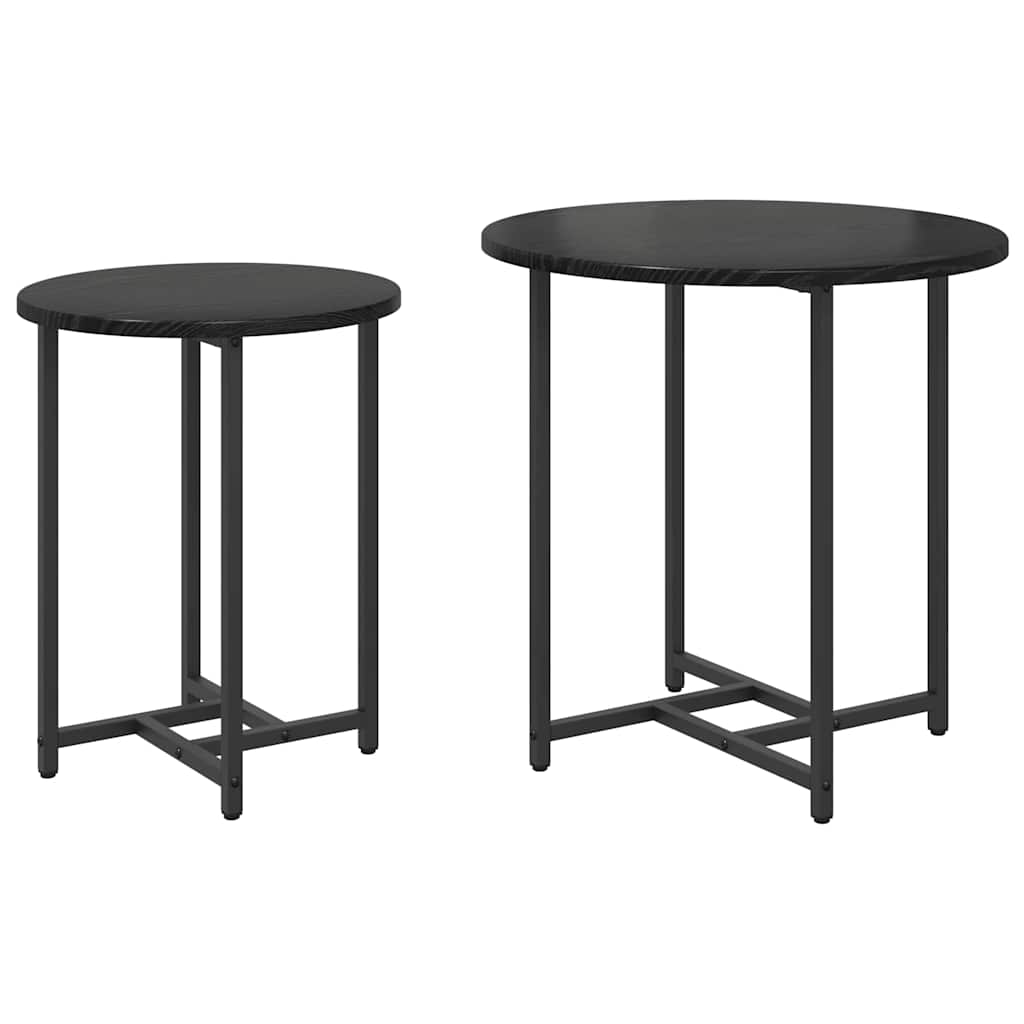Side Table Set 2 Pcs Black Oak Look