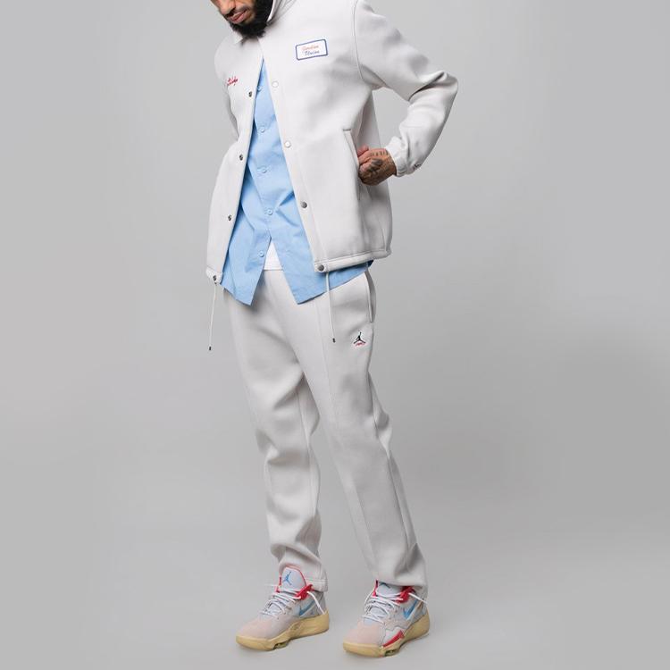 Jordan X Union LA Embroidered Logo Coach Jacket Men Outerwear Beige DB8261-072