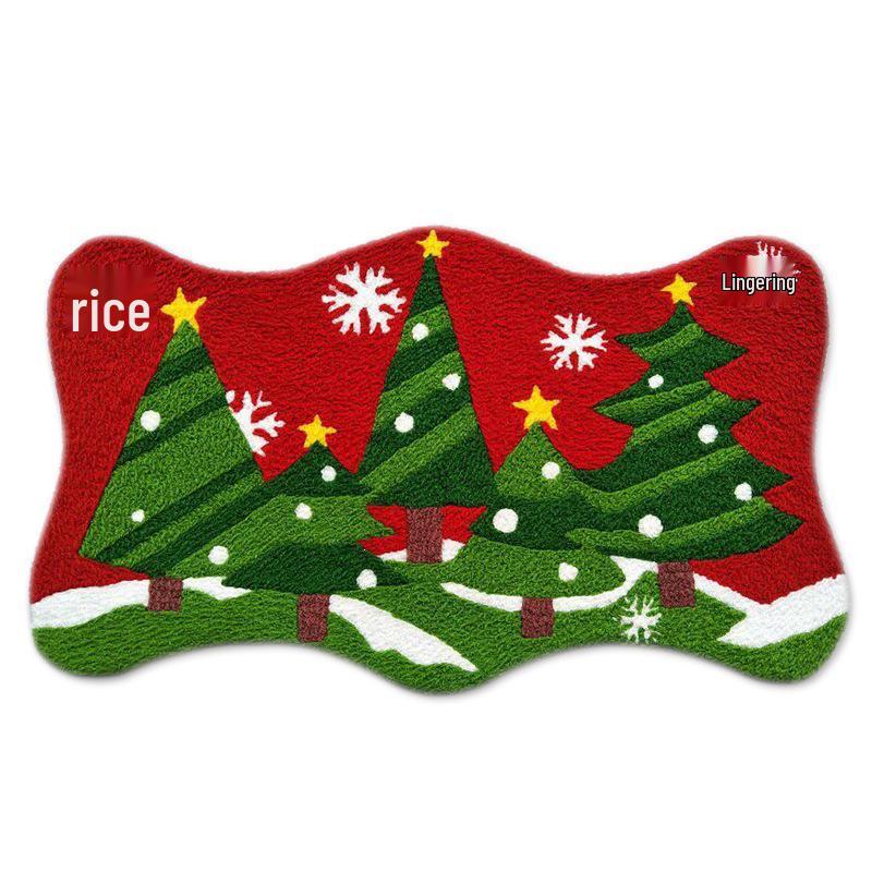 Santa Claus Faux Cashmere Holiday Floor Mat - Dirt & Wear-Resistant, Easy-to-Clean Christmas Decoration