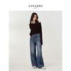 JIUZI ANNACO Women's 2025 Autumn Retro Wide-Leg Deconstructed 100% Cotton Jeans