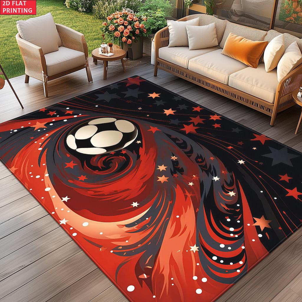 Soccer Star Swirl  Large Room Carpet Non Slip Cartoon Kids Bedroom Living Room Floor Mat Home Decor Children's Play Carpet