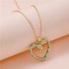 Luxury Copper Snake-Heart Pendant Necklace with Zircon & Glaze