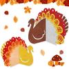 2pcs Thanksgiving Paper Turkey Ornament Table Centerpiece Stand Decoration Fall Harvest 3D Turkey Home Dinner Table Party Decor