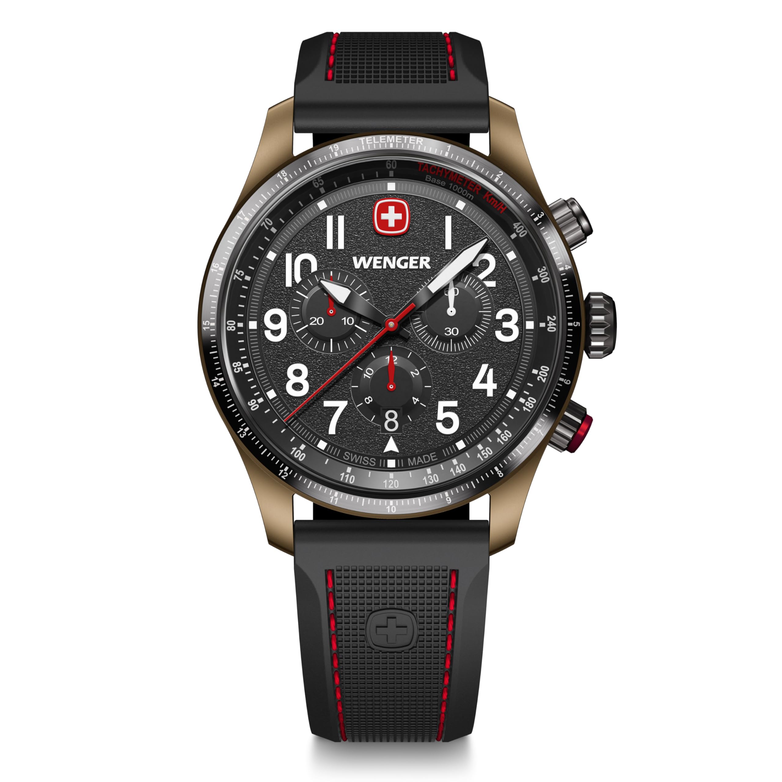 

WENGER TERRAGRAPH CHRONO Годинник Хронограф Бронзовий Корпус з нержавіючої сталі Чорний Безель Чорний Циферблат Чорний Силіконовий Ремінець Кварцовий 100 м Водонепроникний 3 роки