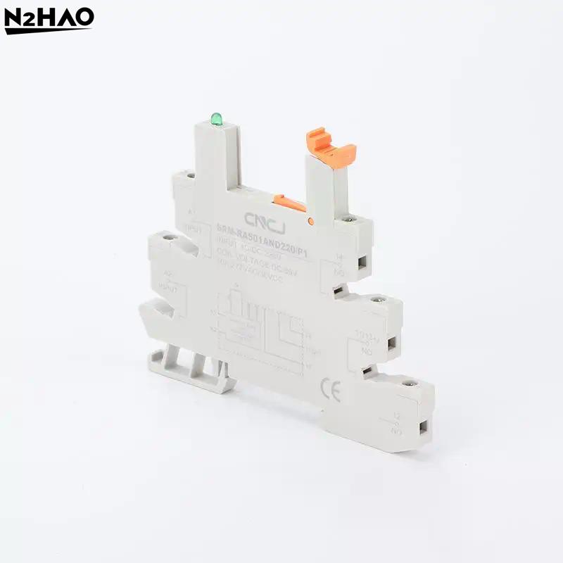 1Pcs Plastic SRM-RA501AND24-P1 Black Direct Current Ultra-Slim Relay Module Alternating Current Rail Type Slim Relay Base