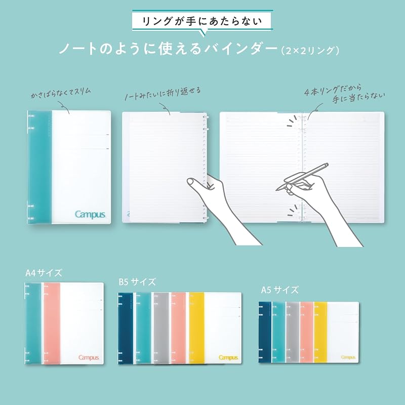 KOKUYO Loose-Leaf Binder A5 Campus Notebook-Style Binder 2x2 Ring Navy RU-NP134DB