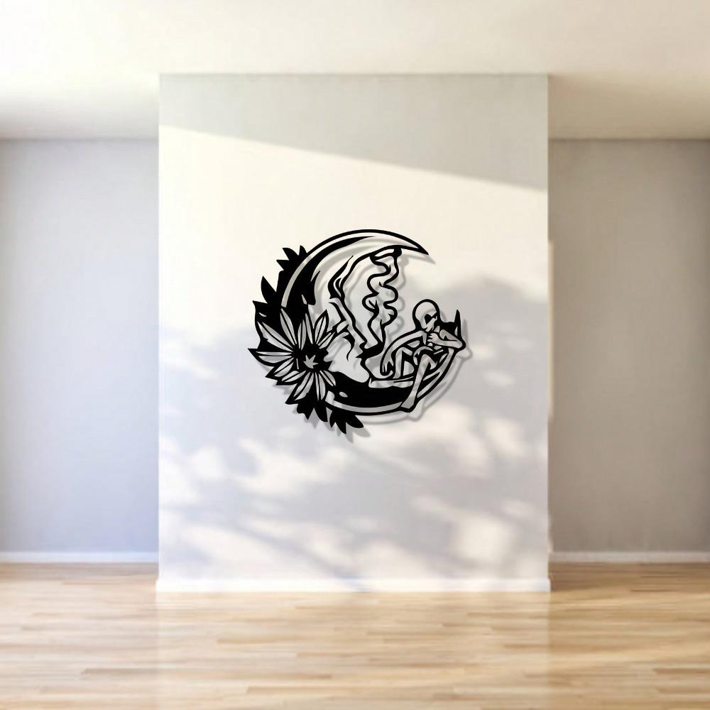 Alien on the Moon Metal Wall Art Sci Fi Silhouette Sculpture Gift for Home Decor