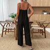 Ladies' Color Casual Fashion Wide Leg Pocket Jumpsuit