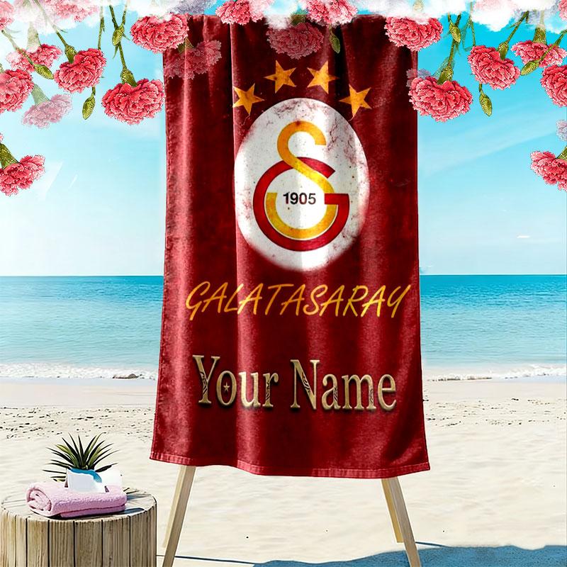 Galatasaray S Custom Name Print Beach Towel, Large Soft Quick Dry Towel for Beach Camping Swimming