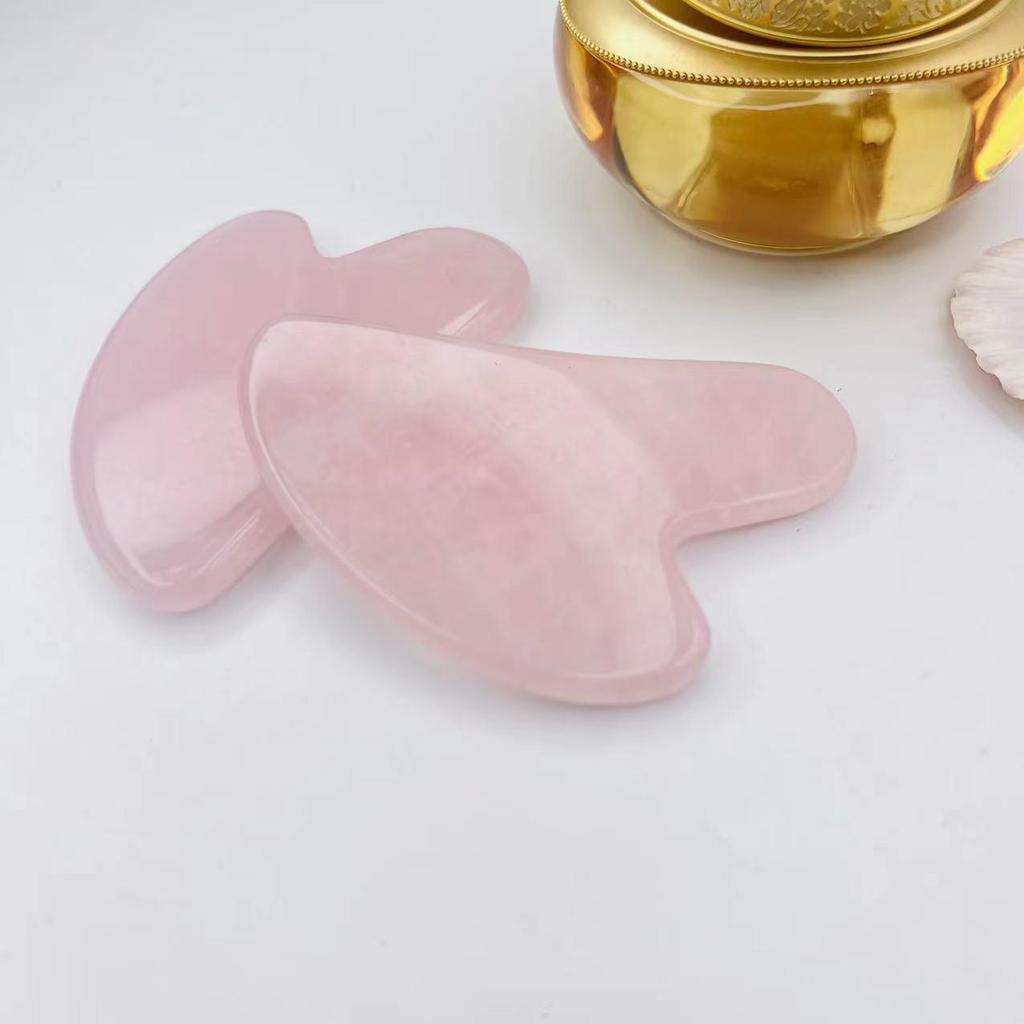 Rose Quartz Heart-Shaped Jade Gua Sha Board for Face and Back.