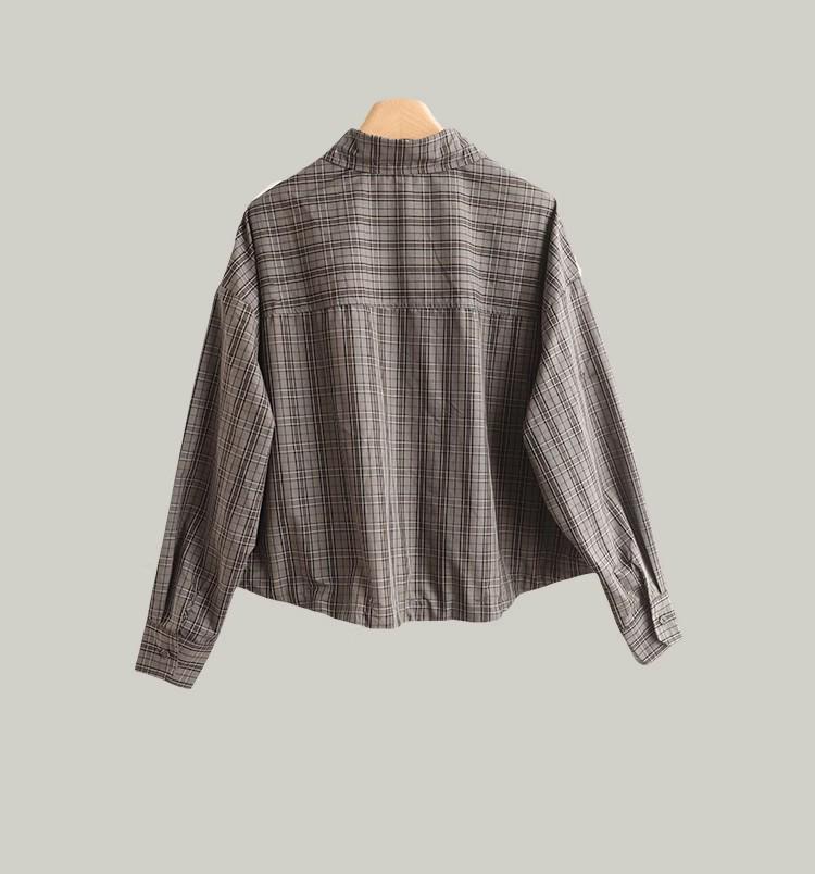 Women's Retro Plaid Color Block Button-Down Long Sleeve Shirt - 2025 Autumn/Winter Loose Fit Slimming Casual Top