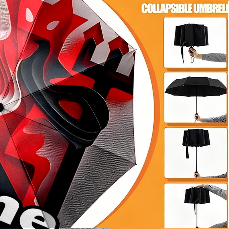 Custom Name Personalized Manchester Football F.C Print Umbrella, Auto Open Close, 8‑Rib Sturdy Frame, Commute Camping Hiking Use, Birthday Gift