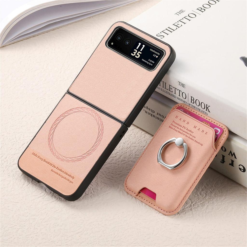 2 in 1 Detachable Magnetic Cards Solt Wallet Cowboy Ring Holder Case For Motorola Razr 50 Ultra 40 Vertical Bag Pocket Cover
