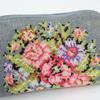 Used FEILER Pouch Pile Gray Multicolor Floral