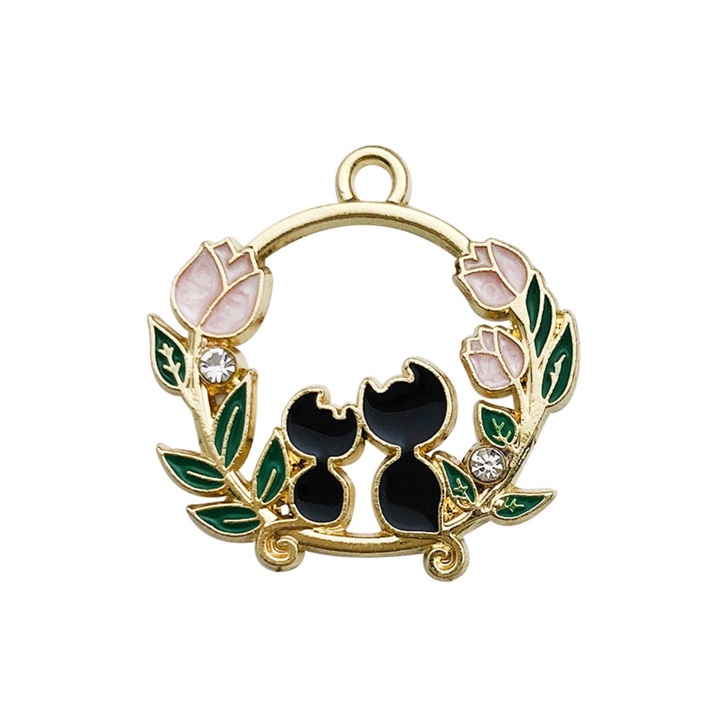 

Мультяшный Дрип Ойл Котенок Полый Кольцо Ювелирное Изделие Подвеска Серьга Брелок Аксессуар