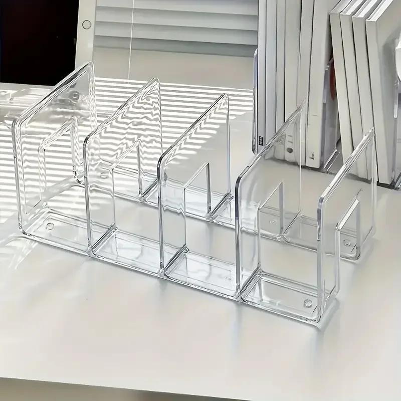 Acrylic File Sorter, Clear File Holder Acrylic Desk Organizer, Sturdy Desktop File Organizer File Folder Holder Rack( 1 Pack)
