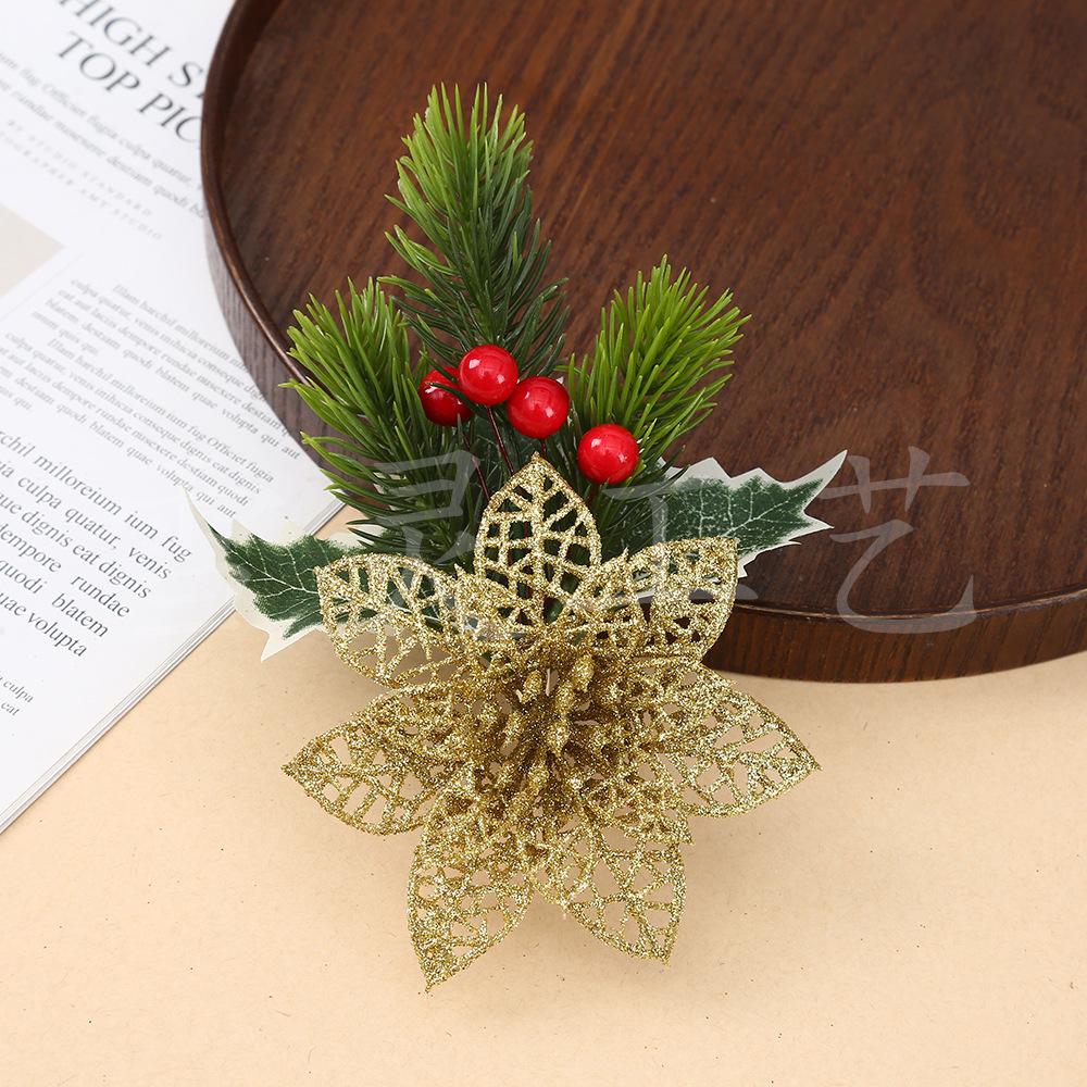 Christmas Flowers, Christmas Celebration Decorations, Scallion Powder with Hollow Flowers, Christmas Tree Decorations, Pendants, Ornaments, Handicraft