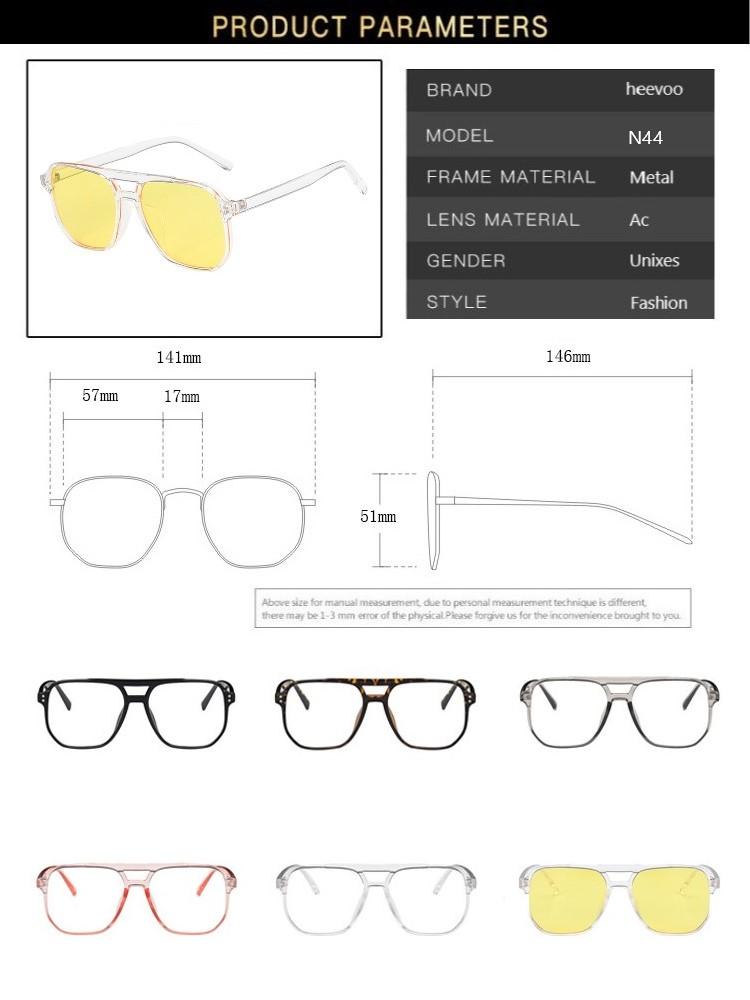 Fashion Vintage Square Sunglasses Women Big Frame Clear Yellow Sun Glasses Frame Summer Traveling Retro  Feminino