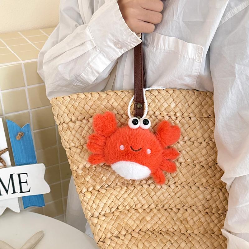Fluffy Cute Ocean Animal Plush Keychain Stuffed Doll Pendant Keyring Portable Shoulder Bag Ornament for Teen Girls