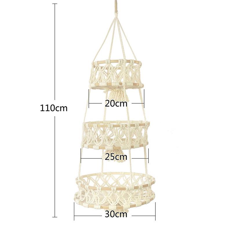 Hand-Woven Cotton Rope Mesh Basket for Kitchen, Fruit, Flowers, Vegetables, and Bohemian Décor.