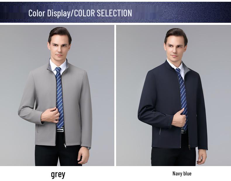 Men's Double-Sided Stand-Collar Jacket - Spring & Autumn Business Casual Coat for Middle-Aged Dads