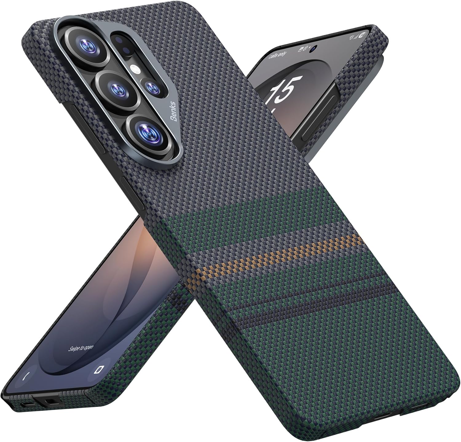 Original Benks Kevlar Series For Samsung Galaxy S26 Ultra Case Woven Aramid Fiber Case forr Samsung Galaxy S26 Case with MagSafe Carbon Fiber&Galaxy S26 Ultra зелёный
