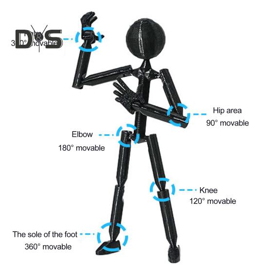 Stickman Ornament Multi-Purpose Action Figure Decor Mysterious Design Stress Relief Toy with Fully Poseable Robot