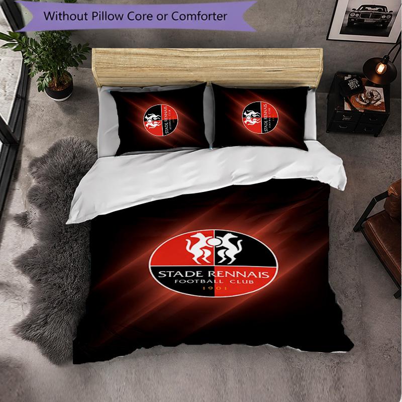 Stade Rennais FC Themed Bedding 3Pcs Duvet Cover Set Decorative Bed Linen For Teen Room Home Decoration