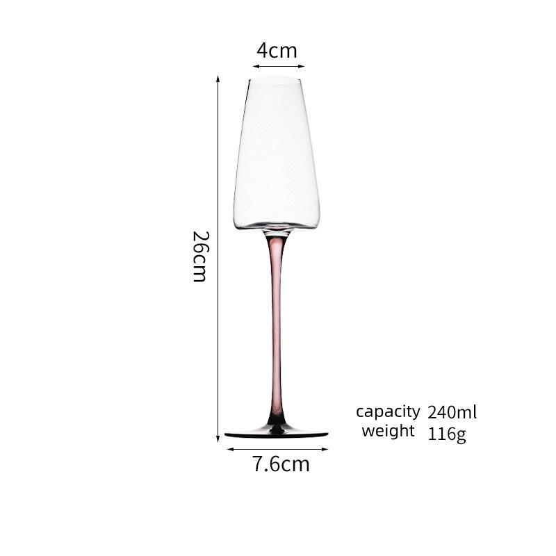 Red Stem Wine Glass Set, Hand-Blown Crystal Burgundy Glasses for Red Wine & Champagne