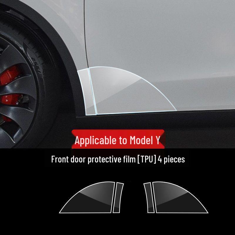 Model Y3 Car Door Corner Tint & Side Skirt TPU Anti-Scratch Film for Paint Protection.