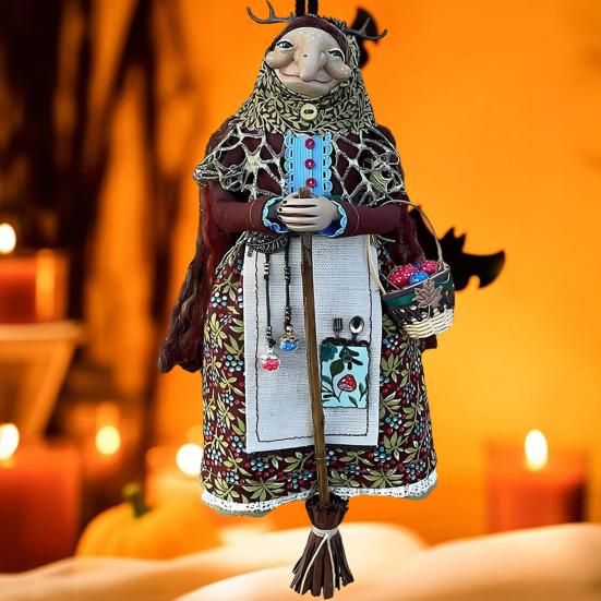 Automobile Pendant Handmade Kitchen Witch Doll Multipurpose Halloween Witch Figurine Luck Charm Home Decoration