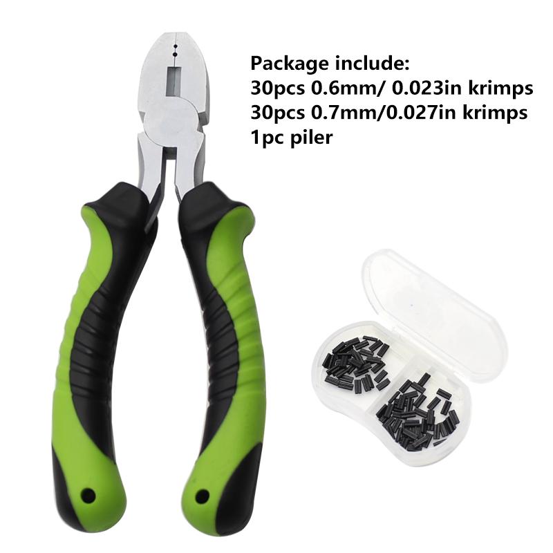 1Set/100pcs Carp Fishing Tools Krimp Tool Crimping With Spare Crimps For Fluorocarbon Line Carp Rig Chod Rig Booms Multifunction Pliers