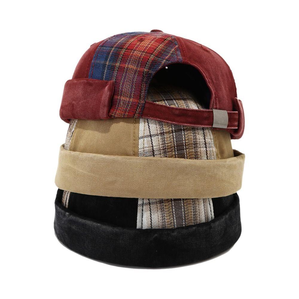 Modische Vintage Schirmlose Docker-Kappe Gewaschen Aufgeschlagene Kuppelhut Verstellbare Baumwolle Melonen-Beanie-Mütze Streetwear