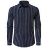 Stylish Striped Long-sleeve Shirt, Versatile for Daily and Formal Wear.