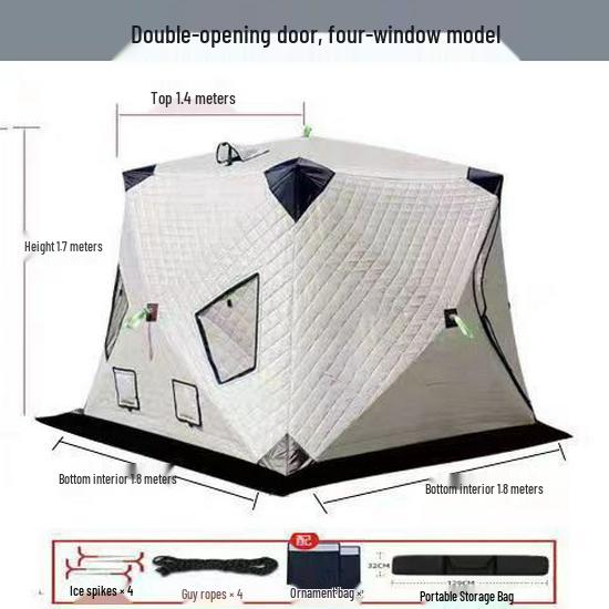 Portable Winter Ice Fishing & Camping Shelter: Thick Cotton-Padded, Windproof, Warm, and Cold Protection Tent