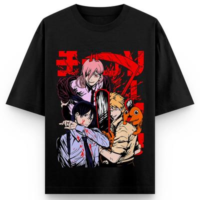 Chainsaw Man Koszulka z Krótkim Rękawem Denji Pochita Nadruk Klasyczna Koszulka Męska Letnia Nowa Moda Bawełniany Top Ubranie