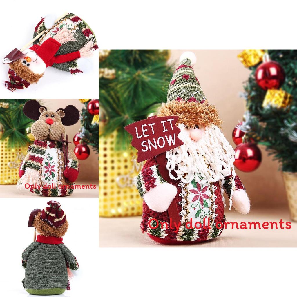 Christmas Santa Snowman Reindeer Desktop Decor With Fabric Material For Holiday Tabletop Display