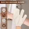 1 Paar Peeling-Duschhandschuhe Weicher Rohseiden-Körpermassagehandschuh mit elastischem Handgelenkband Bade-Rubbelhandschuh zur Reinigung von Armen und Beinen