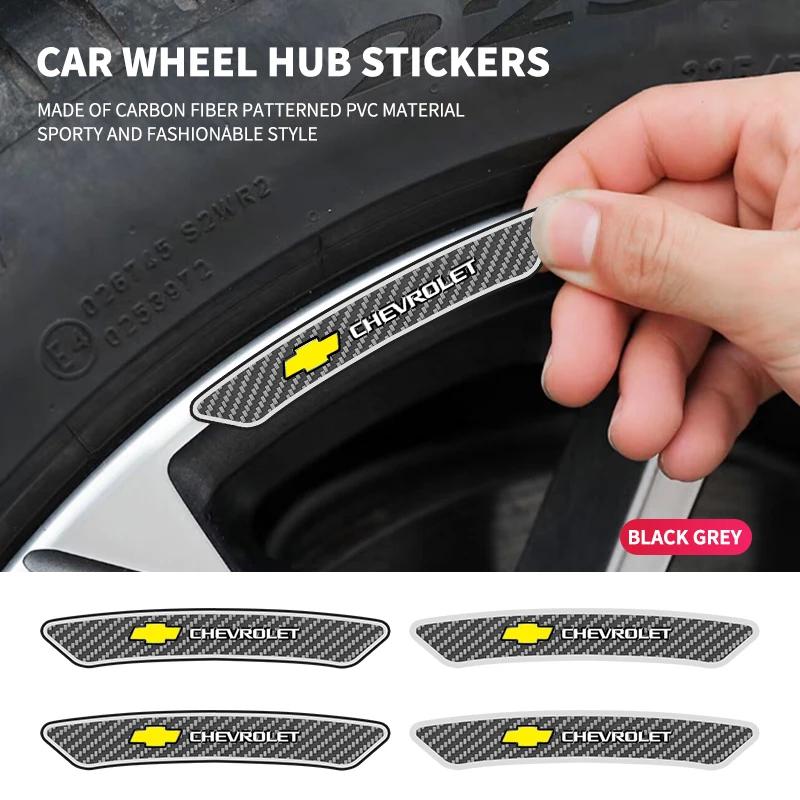 ZBJ1 4Pcs Car Wheel Hub Rim Stickers Auto Decor Decals Carbon Fiber Sticker For Chevrolet Cruze Captiva Sail Corsa Aveo Accessories