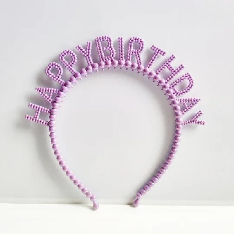 New Pearl Hair Band Happy Birthday English Letter Headband Children's Birthday Party Jewelry Gift Hair Accessories for Girls