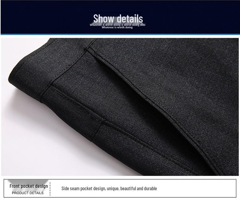 Men's Fleece-Lined Straight-Leg Dress Pants for Autumn & Winter - Casual, Loose, Thickened Style for Middle-Aged & Elderly.