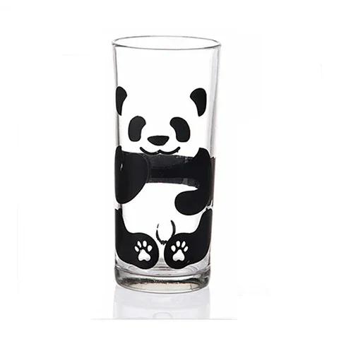 Süßer China Panda Glas Kreative Teeflasche Einzelner Transparenter Kaffeebecher Saft Panda Frühstück Milchbecher Glasware zum Trinken