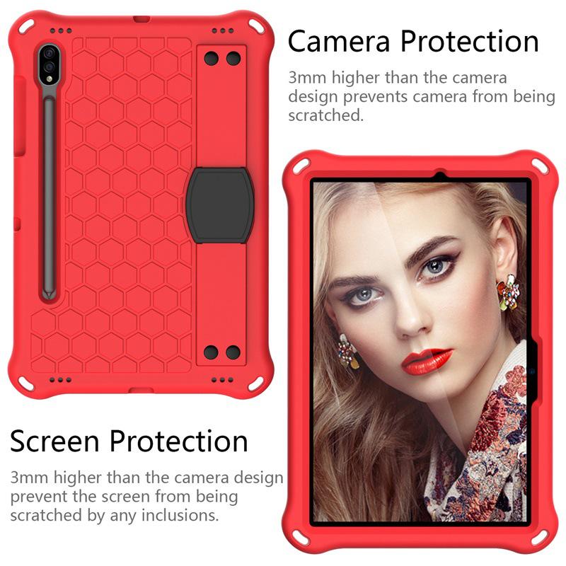 Samsung S9/S8 Tablet EVA Protective Case for Kids - Honeycomb Design with Hand Strap and Full Coverage Anti-Drop Protection.